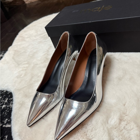 Maje Metallic Silver Heels - Picture 3 of 6